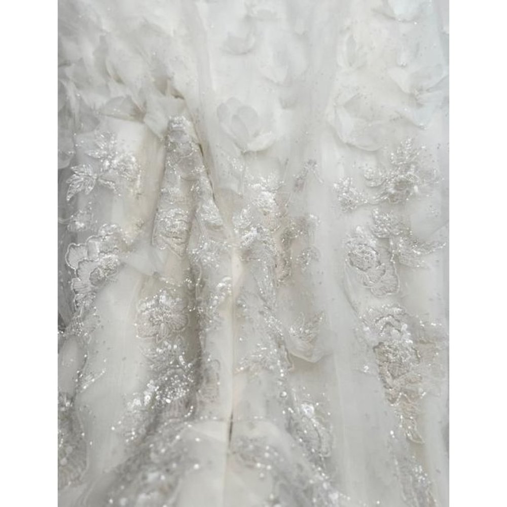 Marchesa Selena S20 Modern Ivory Wedding Dress flower on tulle - Picture 8 of 13